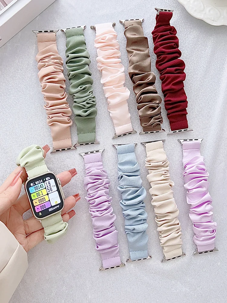 

Scrunchie Strap for Apple Watch ultra Band 49mm 45mm 41mm 44mm 40mm 38/42mm Elastic nylon Bracelet iwatch series 8 7 6 5 4 3 SE