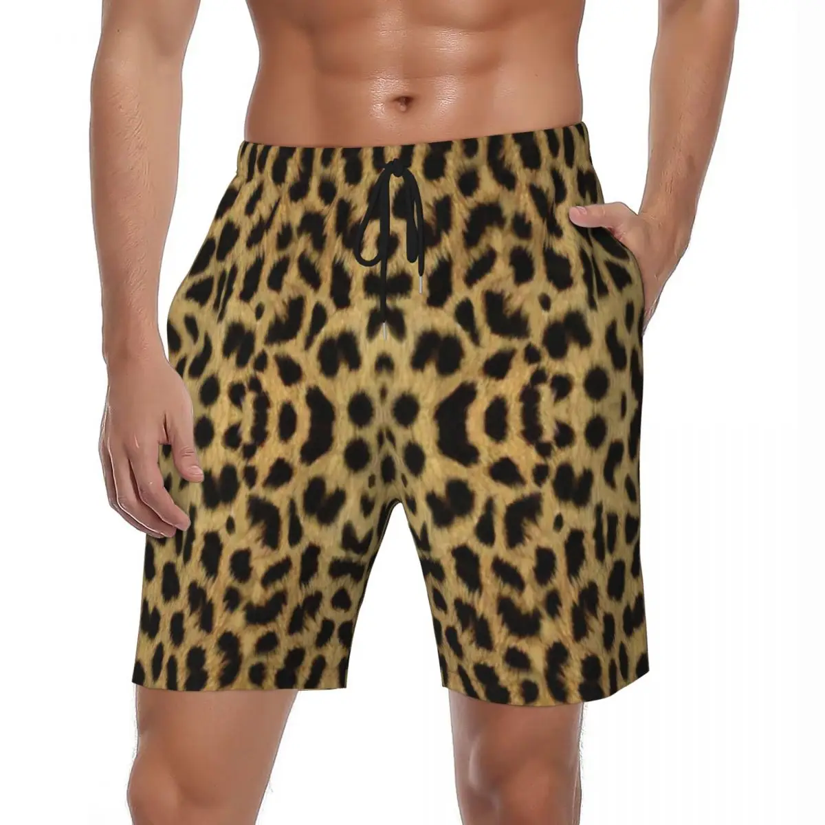 

Модные леопардовые шорты для спортзала, летние повседневные пляжные шорты с принтом животных, мужские спортивные плавки для серфинга и быстрой сушки