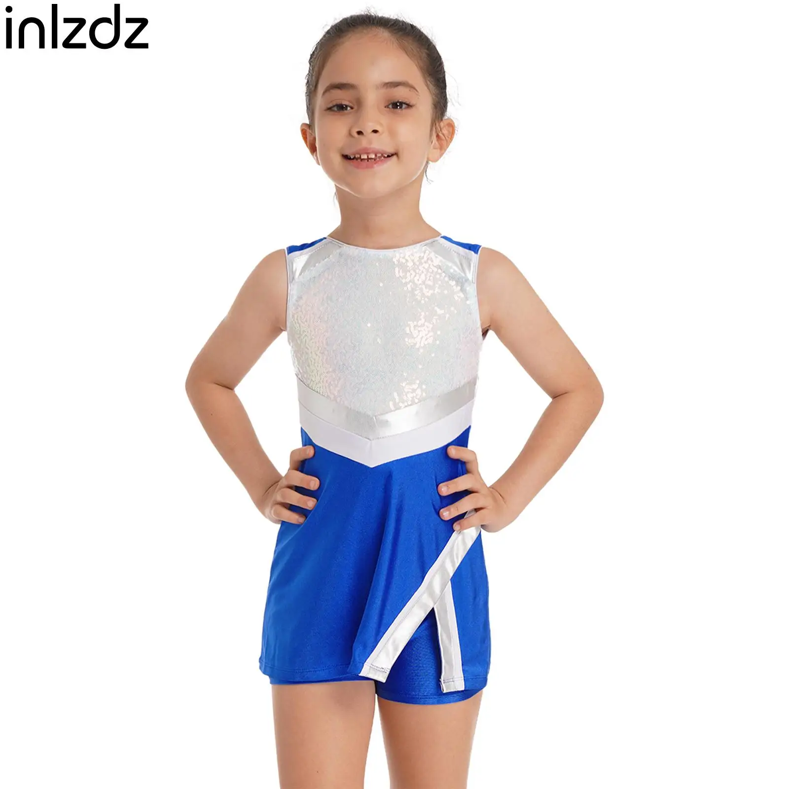 Kids Girls Cheerleading Dance Uniform Sleeveless Shiny Sequins Sport Dress with Shorts Tennis Running Modern Dance Costume
Kids Girls Cheerleading Dance Uniform Sleeveless Shiny Sequins Sport Dress with Shorts Tennis Running Modern Dance Costume