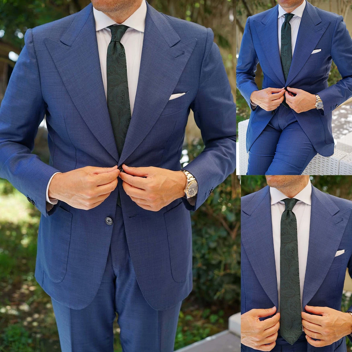Classic Blue Men Suit Wedding Peaked Lapel Two Button Groom Tuxedo Slim Bridegroom Suits 2 Piece(Blazer Pant)Custom Size
Classic Blue Men Suit Wedding Peaked Lapel Two Button Groom Tuxedo Slim Bridegroom Suits 2 Piece(Blazer Pant)Custom Size