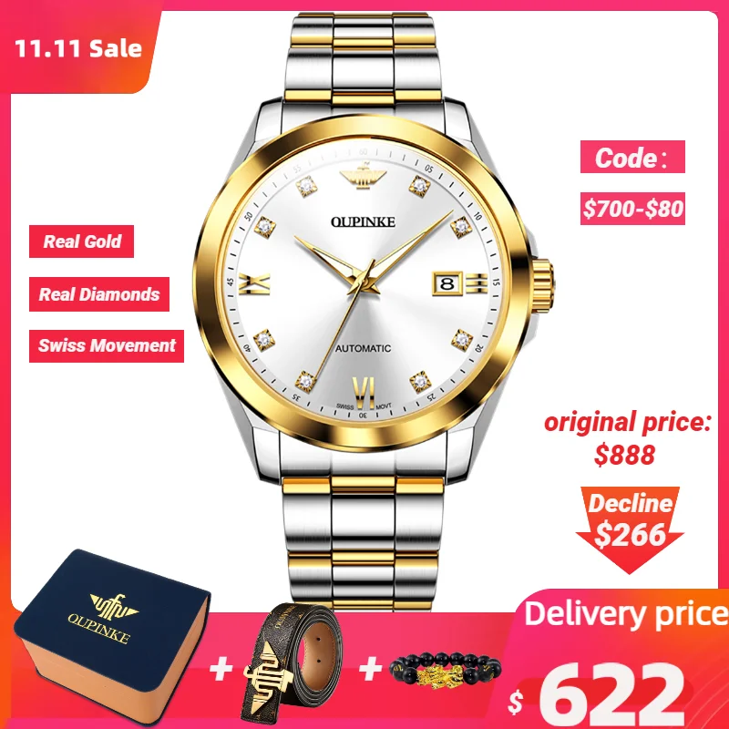 Real Diamond Original OUPINKE Automatic Mechanical Watch Sapphire Crystal Mirror Luxury Business Wristwatch Male Men's Watches
Real Diamond Original OUPINKE Automatic Mechanical Watch Sapphire Crystal Mirror Luxury Business Wristwatch Male Men's Watches