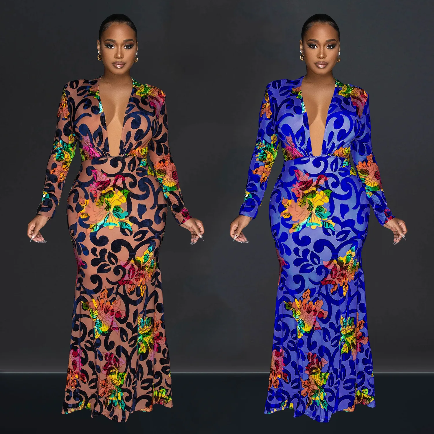 Vintage Plant Printed Women Long Maxi Evenin Dress Long Sleeve Deep V Neck Floor Length Bodycon Dress 2023 Autumn Party Vestidos
Vintage Plant Printed Women Long Maxi Evenin Dress Long Sleeve Deep V Neck Floor Length Bodycon Dress 2023 Autumn Party Vestidos