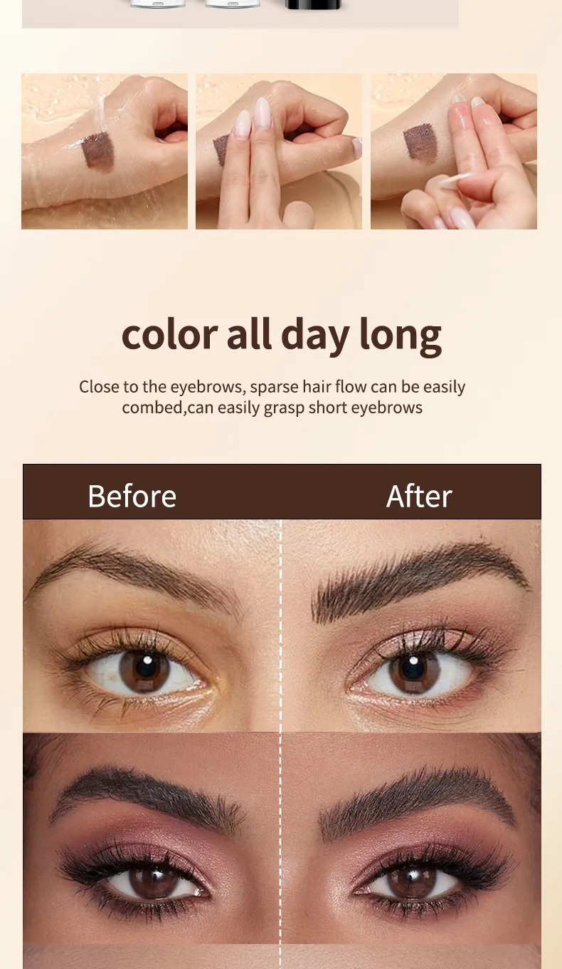2-in-1 Double-Ended Brow Cream Gel - Smudge-Proof Waterproof Sweat-Resistant Long Lasting Eyebrow Tint Natural Hair-Like Strokes 18 S61a85dc89f634d3ab968826493d27162q