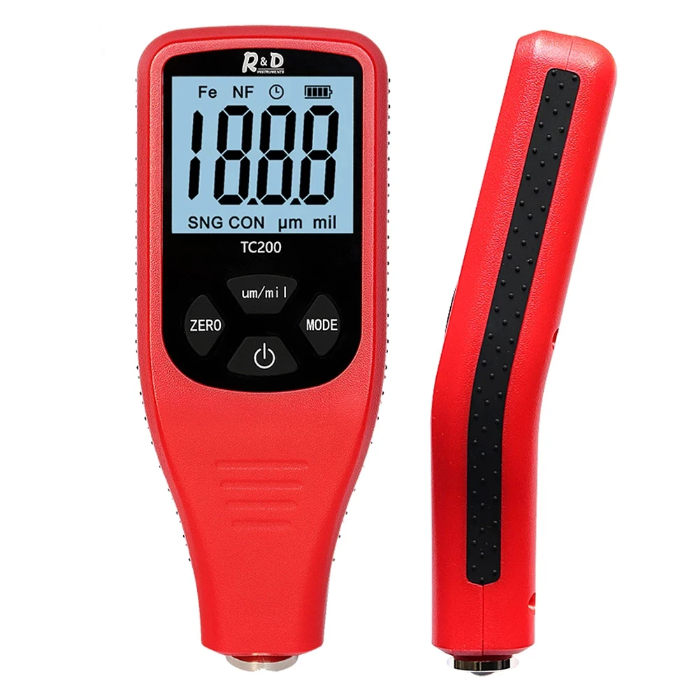 

TC200 Coating Thickness Gauge 0.1 micron/0-1500 Car Paint Film Thickness Tester Measuring FE/NFE Russian Manual Paint Tool