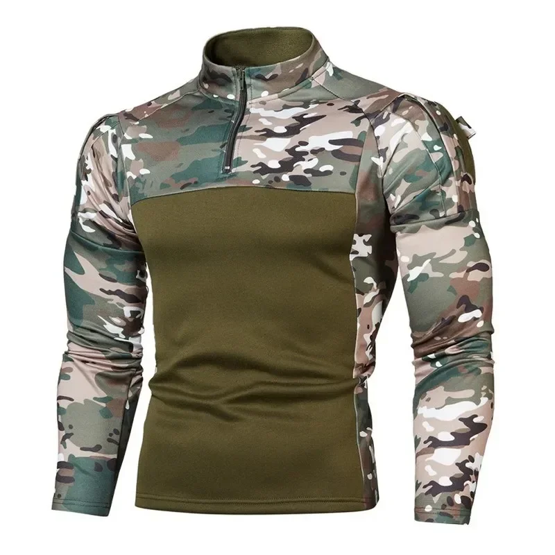 

2023 New Mens Tactical Combat Sweaters Men Military Uniform Camouflage Zippers Sweatsuits US Army Clothes Camo Long Sleeve Shirt
