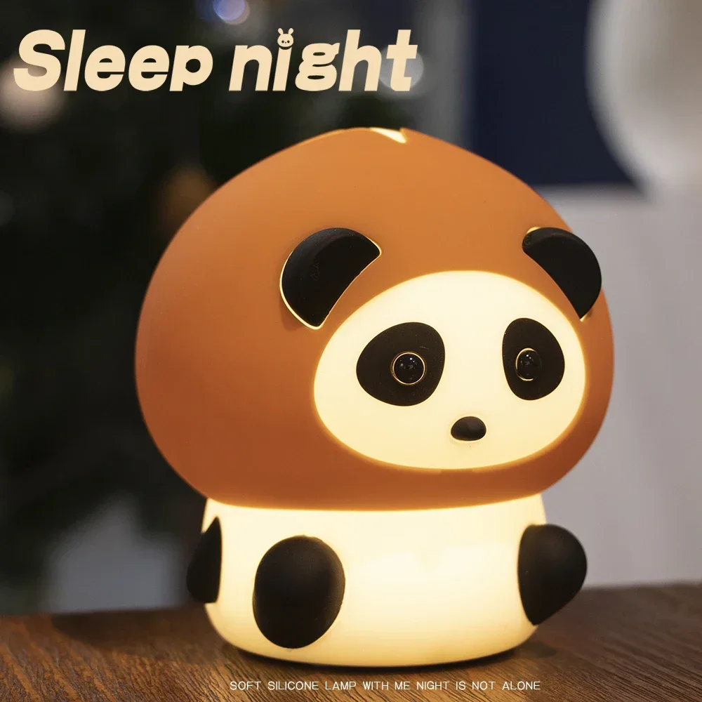 

Chestnut Panda Cute Night Light Chestnut Warm Color Dimming RGB Patting Lamp Perfect for Babies and Kids' bedrooms for Kids Lamp