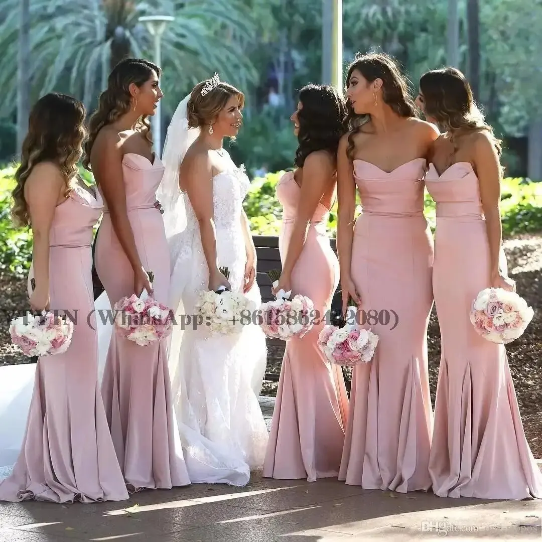 

Mermaid Bridesmaid Dresses Long Satin Sweetheart robes de demoiselle d'honneur Evening Gown for Wedding Guest