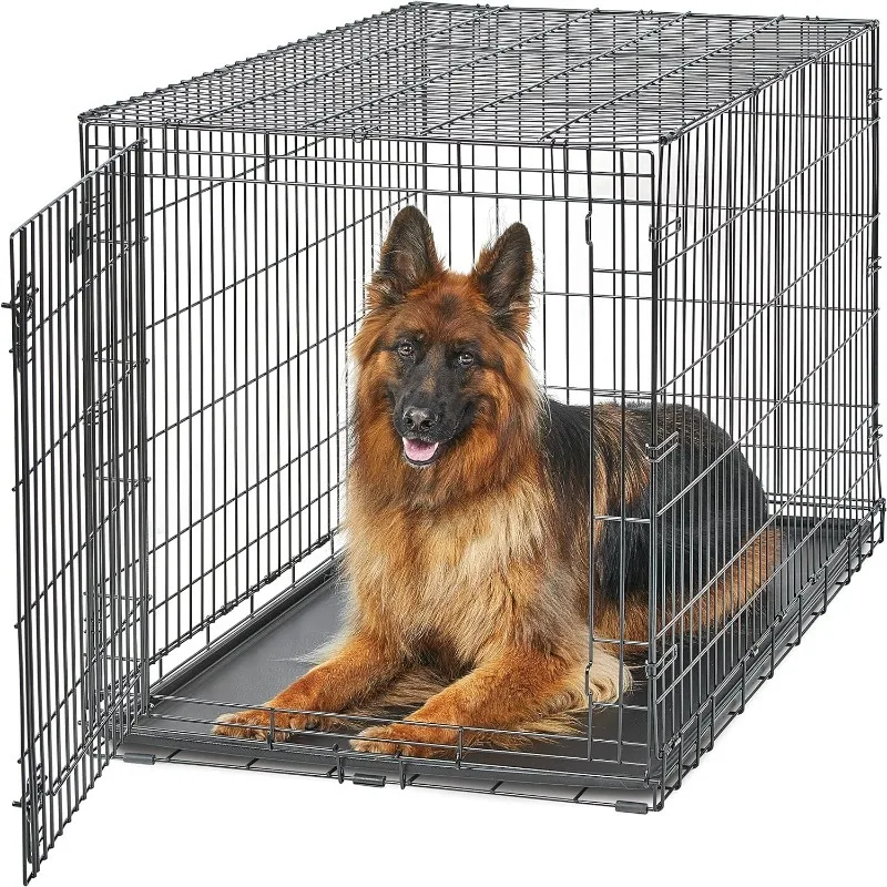

XL Dog Crate | MidWest Life Stages Folding Metal Crate | Divider Panel, Floor Protecting Feet, Leak-Proof Pan， Pets