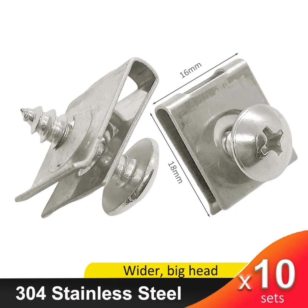 10 Sets Wider Stainless Steel U type Clips ST4.8 Self-tapping Screws for Car Motorcycle Fastener Fender Bumper Protection
10 Sets Wider Stainless Steel U type Clips ST4.8 Self-tapping Screws for Car Motorcycle Fastener Fender Bumper Protection