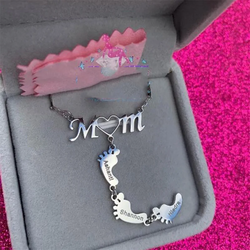 Custom Heart Mom Necklaces For Women Stainless Steel Custom Name Footprint Pendant Necklace Best Gift For Friend
Custom Heart Mom Necklaces For Women Stainless Steel Custom Name Footprint Pendant Necklace Best Gift For Friend