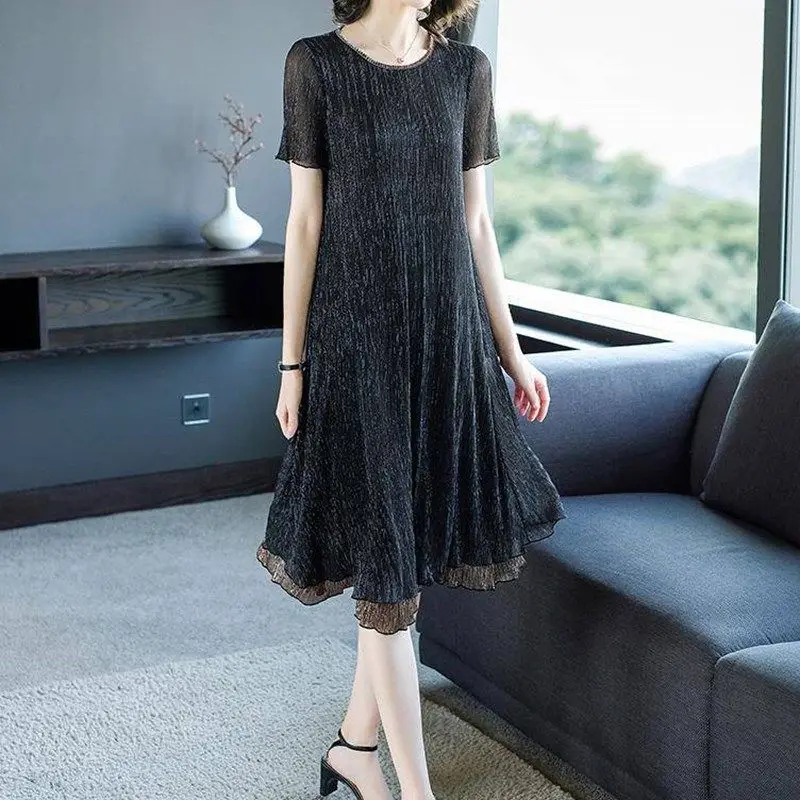 2024 Women's Summer New Fashion O-neck Loose Dress Female Short Sleeve Gauze Dresses Ladies Long Casual A-line Vestidos X61
2024 Women's Summer New Fashion O-neck Loose Dress Female Short Sleeve Gauze Dresses Ladies Long Casual A-line Vestidos X61