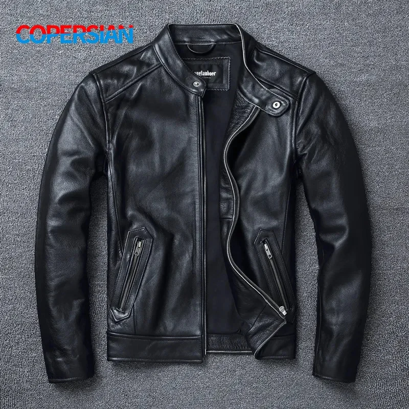 Top Layer Slim Fit Stand Collar Motorcycle Suit Men's Leather Soft Cowhide Large Size Jacket Fashion
Top Layer Slim Fit Stand Collar Motorcycle Suit Men's Leather Soft Cowhide Large Size Jacket Fashion