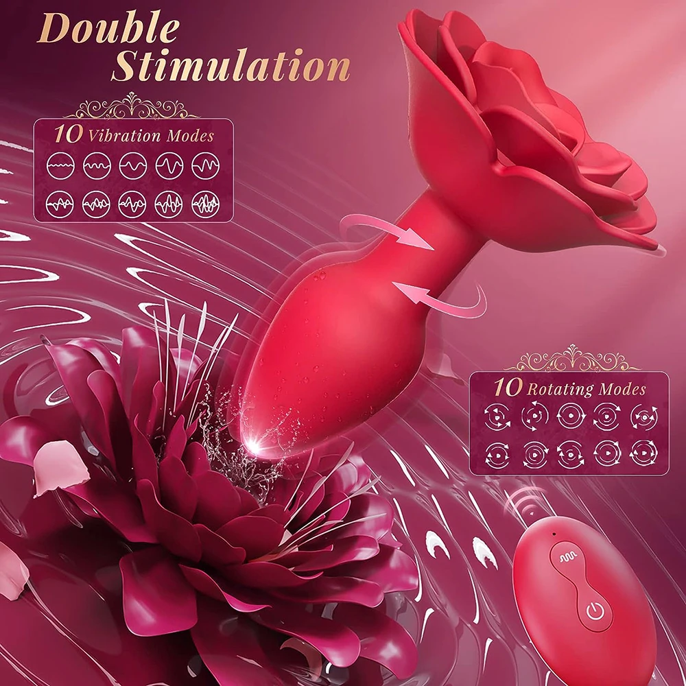 Rose Anal Plug 360° Rotation Vibrator Prostate Massage Butt Plug Vaginal Stimulator Wireless Remote Control Sex Toys For Women Rose Anal Plug 360° Rotation Vibrator Prostate Massage Butt Plug Vaginal Stimulator Wireless Remote Control Sex Toys For Women