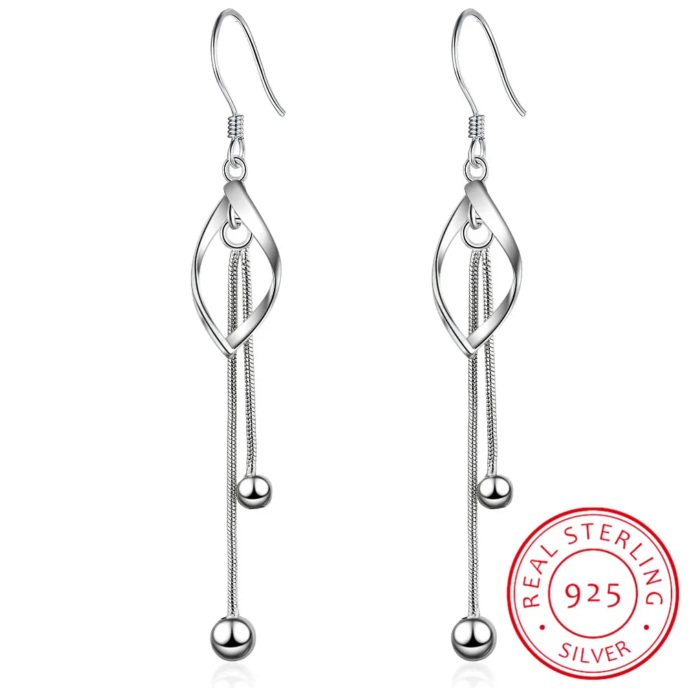 925 Sterling Silver Twisted Drop Earrings For Women Beads Long Tassel Earrings oorbellen brincos pendientes 
925 Sterling Silver Twisted Drop Earrings For Women Beads Long Tassel Earrings oorbellen brincos pendientes