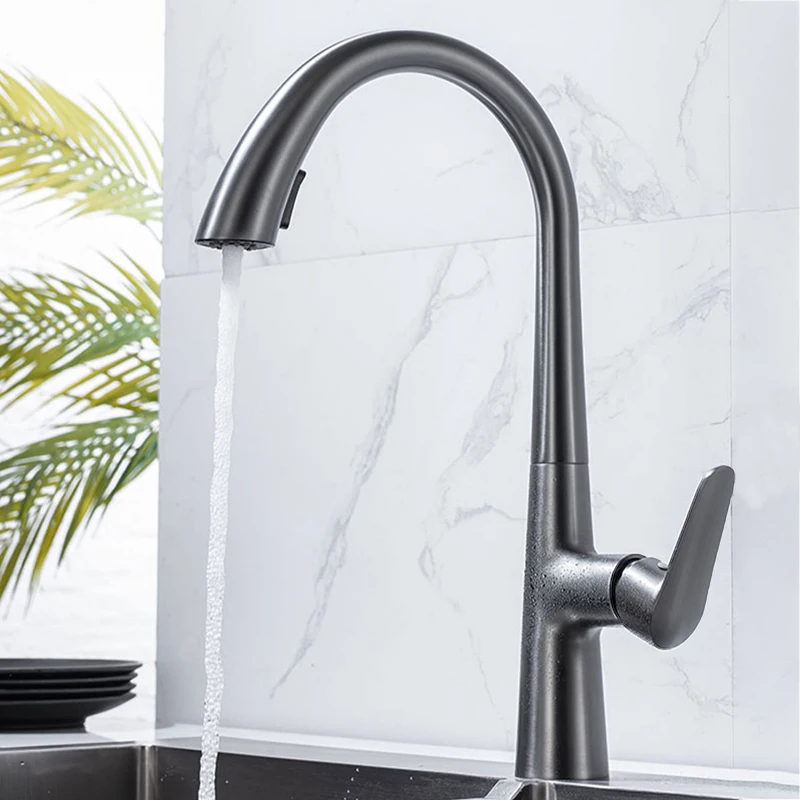 

Kitchen Faucet Two Function Single Handle Pull Out Mixer Hot and Cold Water Taps Deck Mounted 360 Rotation Mixer Tap