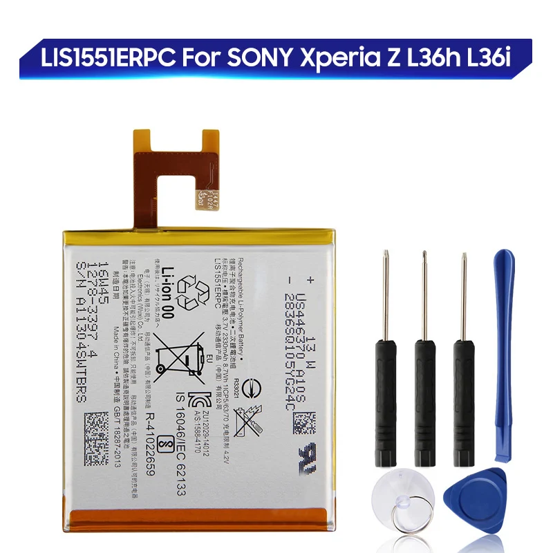 

Replacement Battery For SONY Xperia Z L36h L36i c6602 SO-02E C6603 S39H LIS1502ERPC LIS1551ERPC Rechargeable Battery 2330mAh