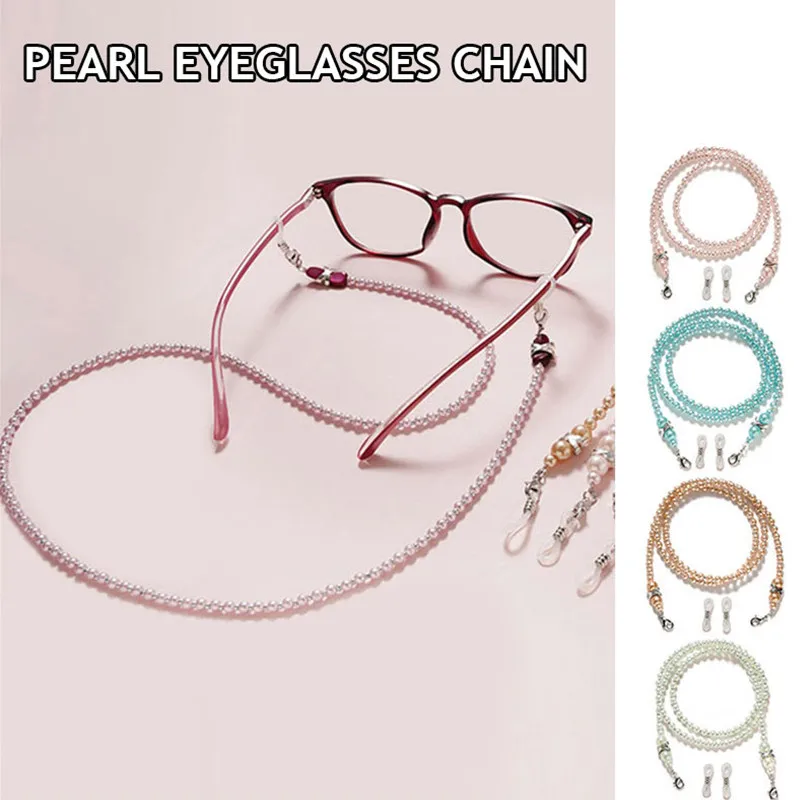 

Eyeglass Chain White Plastic Bead Pearl Heart Charm Eyewear Retainer Glasses Holder Strap Women Necklace Gift