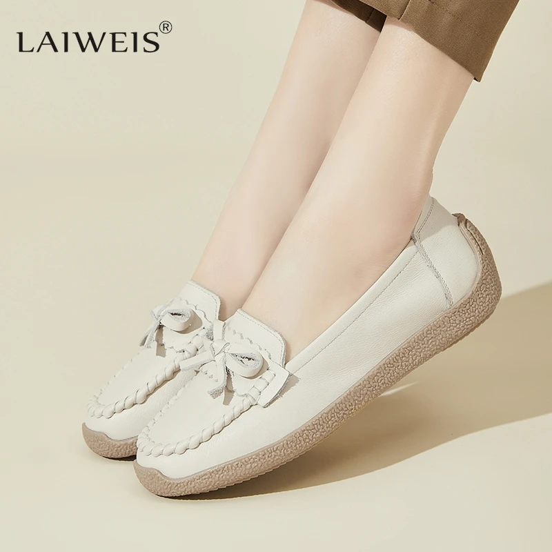 

Spring Summer Breathable Casual Loafers For Women Platform Leather Comfort Wedge Moccasins Ladies Vulcanized Sneakers