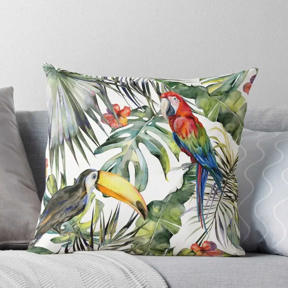 

TROPICAL JUNGLE Throw Pillow Embroidered Cushion Cover Christmas Throw Pillows Covers Pillow Covers Decorative