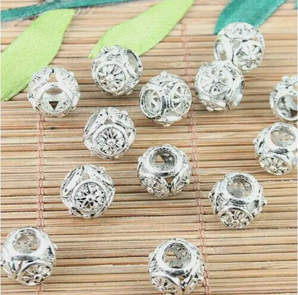 

10 шт. тибетские серебряные узоры полые свободные бусины подходят для браслета h5107
