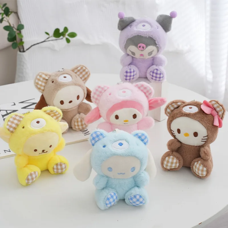 

Sanrio Purin Plush Anime 14CM Melody Cinnamoroll Kuromi Hello KittyKawaii Plushie KeyChain Bag Decoration Doll Kids Gift Toy