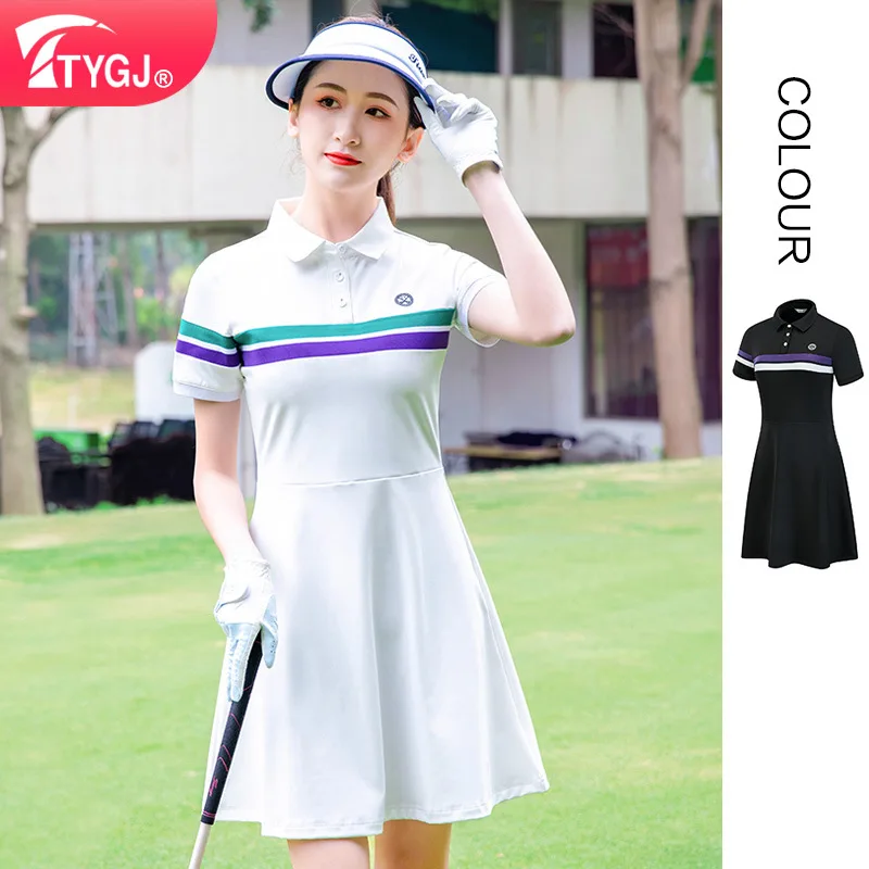 Summer Golf Dresses Women's Slim Stripe Sport Maxi Dresses Short-Sleeved Lapel Collar Breathable Quick-Dry Badminton Short Skirt
Summer Golf Dresses Women's Slim Stripe Sport Maxi Dresses Short-Sleeved Lapel Collar Breathable Quick-Dry Badminton Short Skirt