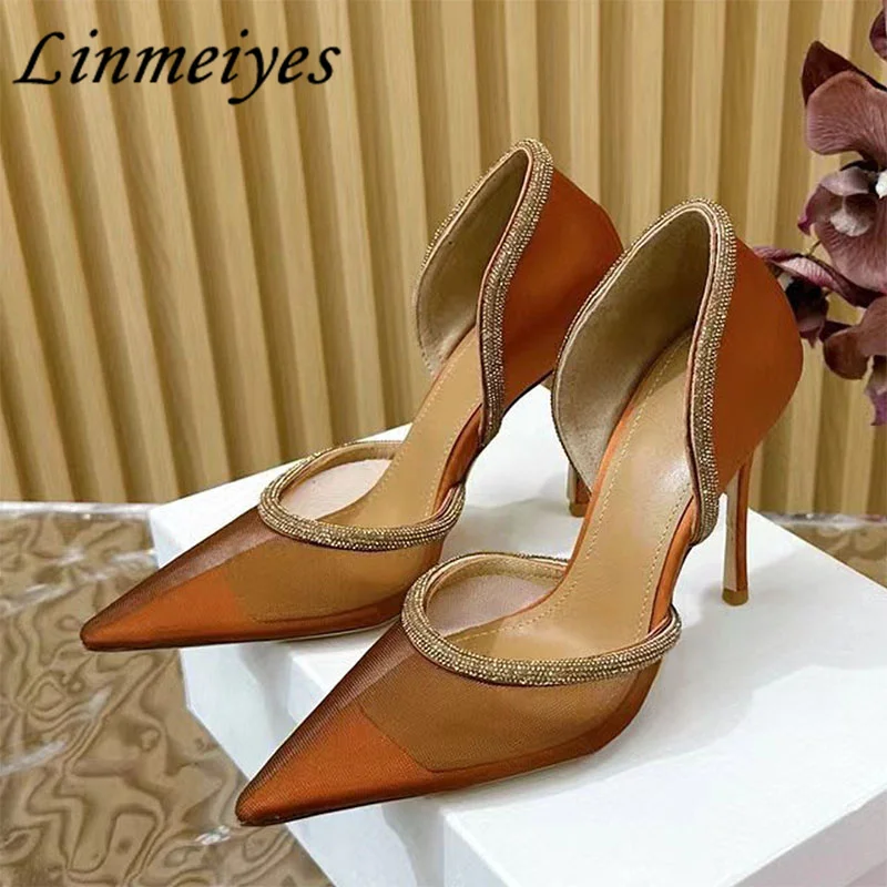 Luxury Crystal High Heels Shoes Women Pointed Toe Mesh Hollow Outs Rhinestone Wedding Party Shoes Summer Thin Heels Pumps Woman
Luxury Crystal High Heels Shoes Women Pointed Toe Mesh Hollow Outs Rhinestone Wedding Party Shoes Summer Thin Heels Pumps Woman