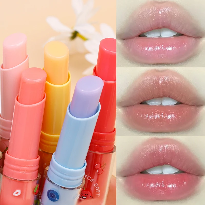 

Color Changing Fruit Lip Balm Waterproof Lasting Nourishing Reduce Lip Lines Lipsticks Hydration Moisturizing Lips Care Lipstick