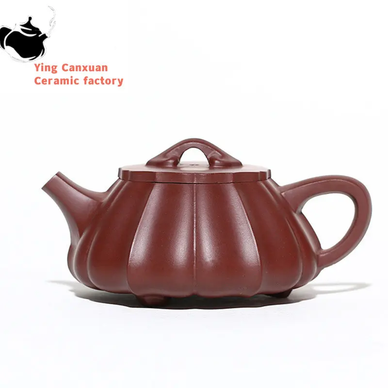 

180ml Yixing Purple Clay Teapots Famous Handmade Stone Scoop Tea Pot Raw Ore Purple Zhu Mud Kettle Chinese Zisha Tea Set