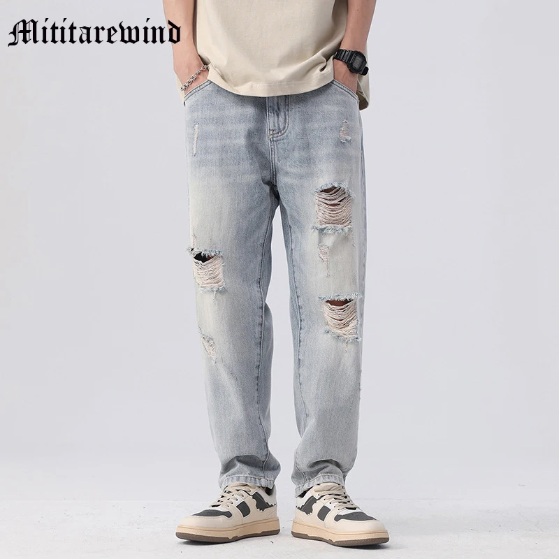 High Street American Style Retro Hole Frayed Men's Straight Jeans Distressed Y2k Loose Wide Leg Denim Pants Streetwear Trousers
High Street American Style Retro Hole Frayed Men's Straight Jeans Distressed Y2k Loose Wide Leg Denim Pants Streetwear Trousers
