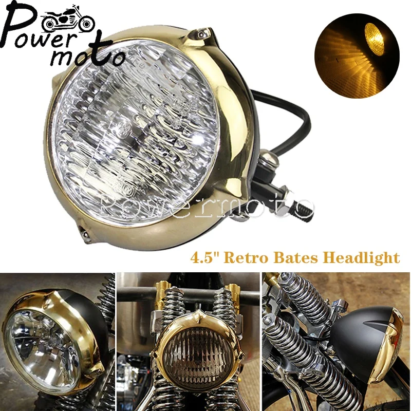 Motorcycle 4.5" Vintage Brass Headlight Bates E4 Emark H4 Headlamps For TRI XS650 Bobber Chopper Cafe Racer Sportster Road King
Motorcycle 4.5" Vintage Brass Headlight Bates E4 Emark H4 Headlamps For TRI XS650 Bobber Chopper Cafe Racer Sportster Road King