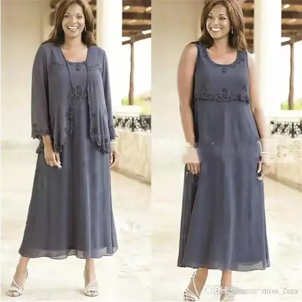 vestido novia Lace Appliques Plus Size Groom Evening Gowns Tea Length 2018 Gray Chiffon Mother Of The Bride Dresses with Jacket
vestido novia Lace Appliques Plus Size Groom Evening Gowns Tea Length 2018 Gray Chiffon Mother Of The Bride Dresses with Jacket