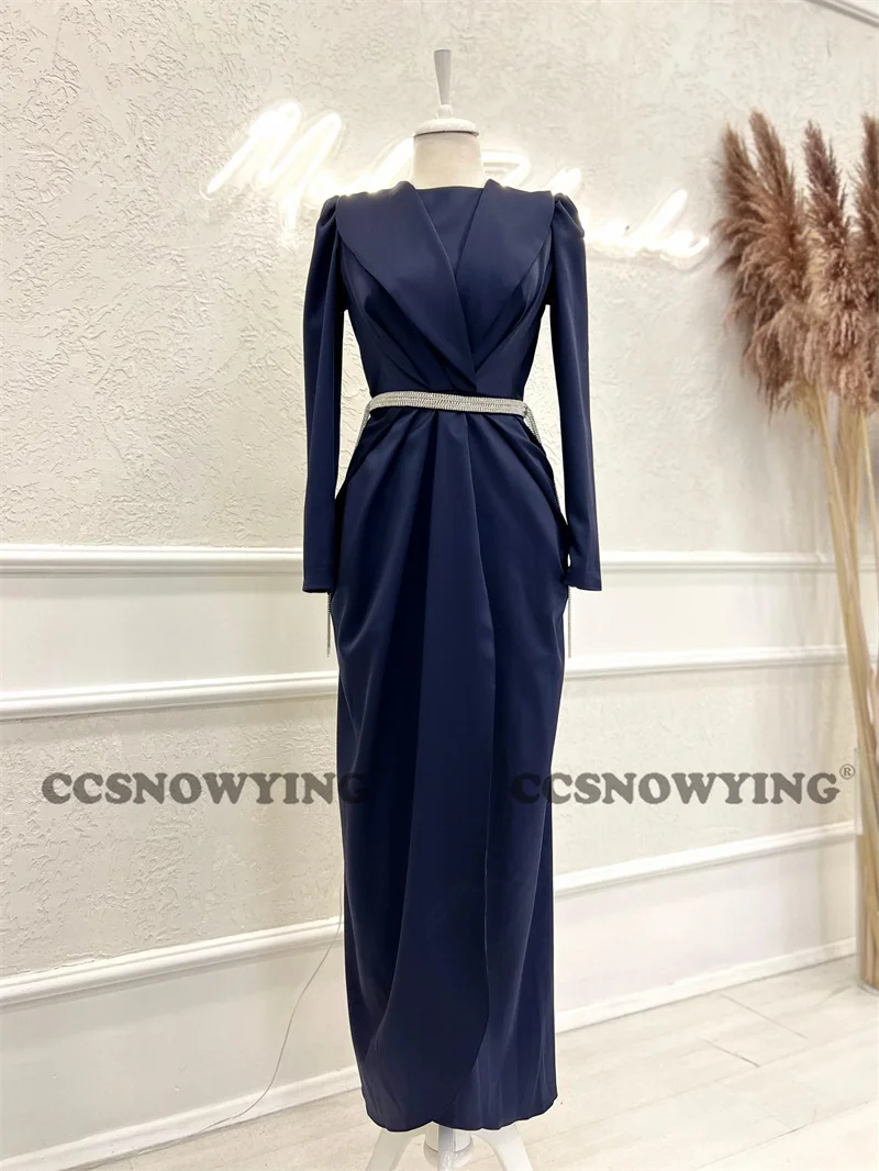 Mermaid Muslim Long Sleeves O Neck Hijab Evening Dresses Satin Beaded Formal Party Gown Arabic Dubai Islamic Robes De Soirée
Mermaid Muslim Long Sleeves O Neck Hijab Evening Dresses Satin Beaded Formal Party Gown Arabic Dubai Islamic Robes De Soirée