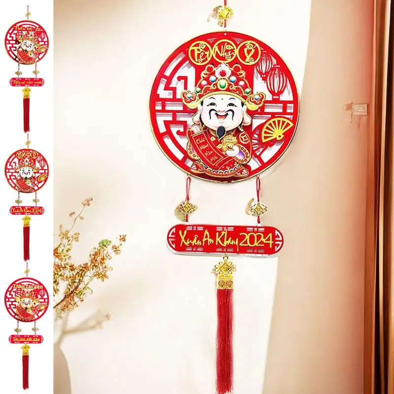 

Китайские Новогодние украшения 2024 Вьетнам Новогоднее подвесное украшение Весенний фестиваль дверь Настенный декор Новогодняя подвеска с кисточкой