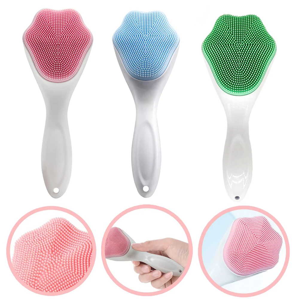 

Silicone Face Scrubber Exfoliating Brush Manual Handheld Facial Cleansing Brush Blackhead Scrubber, Bristles for Face Skincare