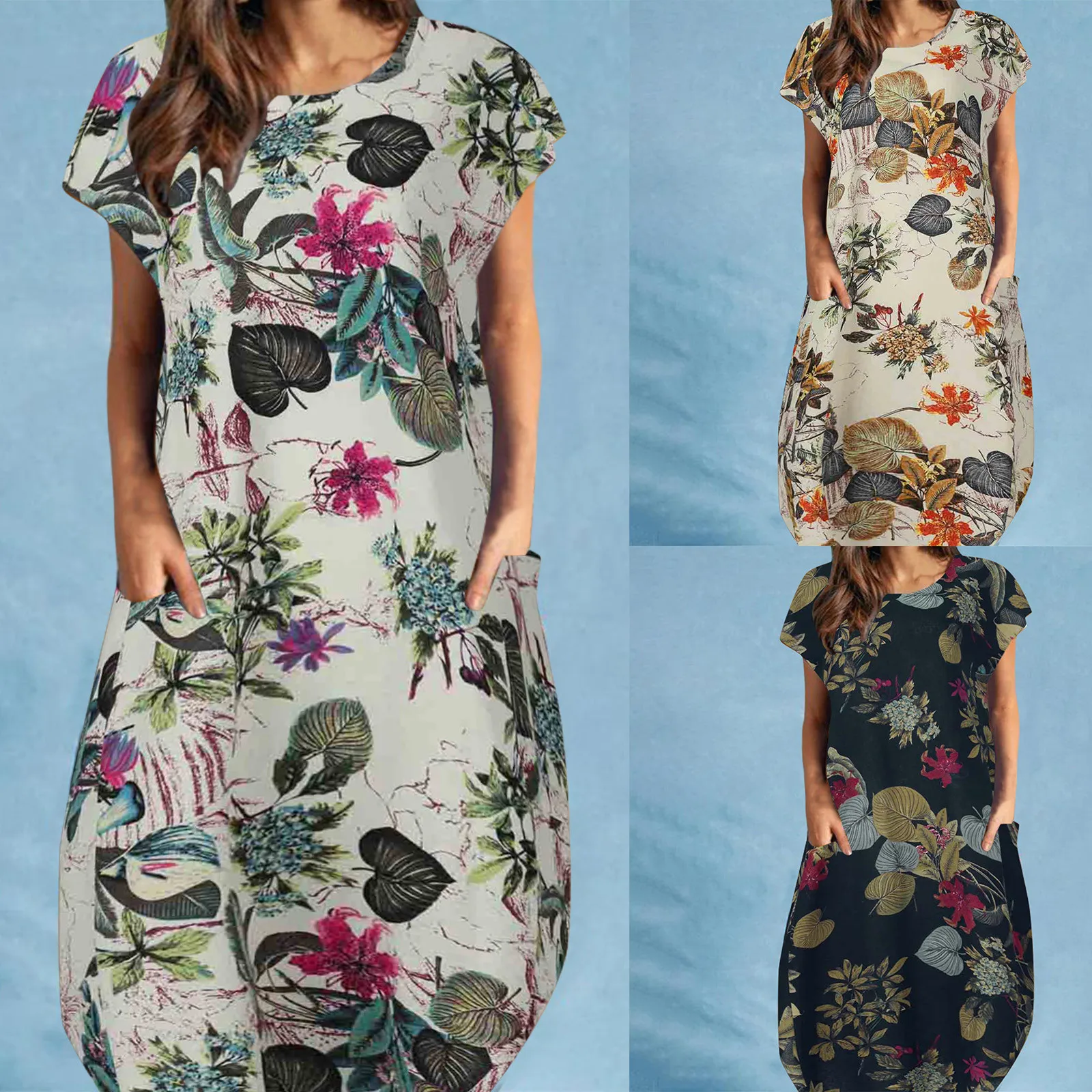 Women'S Sun Dress Print Loose Plain Midi Flower Printed Strap With Pockets Pleated Swing Sleeveless Wedding Dresses Vestidos
Women'S Sun Dress Print Loose Plain Midi Flower Printed Strap With Pockets Pleated Swing Sleeveless Wedding Dresses Vestidos