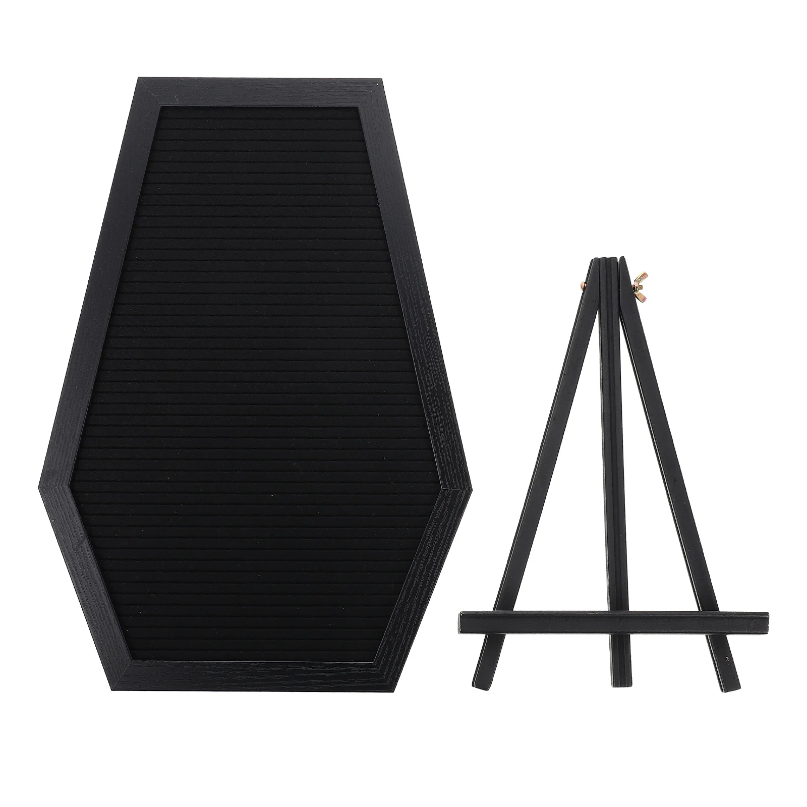 Coffin Letter Board Figurine Wood Tripod Felt Cloth Wood Spooky Letter Board Halloween Party Message Board 40.2x28.5cm
Coffin Letter Board Figurine Wood Tripod Felt Cloth Wood Spooky Letter Board Halloween Party Message Board 40.2x28.5cm