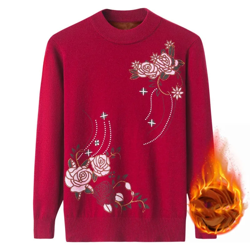 Women's Solid Color Pullover Round Neck Printing Knitwear Autumn and Winter Midlife Bottom Long Sleeve Sweater Office Lady Tops
Women's Solid Color Pullover Round Neck Printing Knitwear Autumn and Winter Midlife Bottom Long Sleeve Sweater Office Lady Tops
