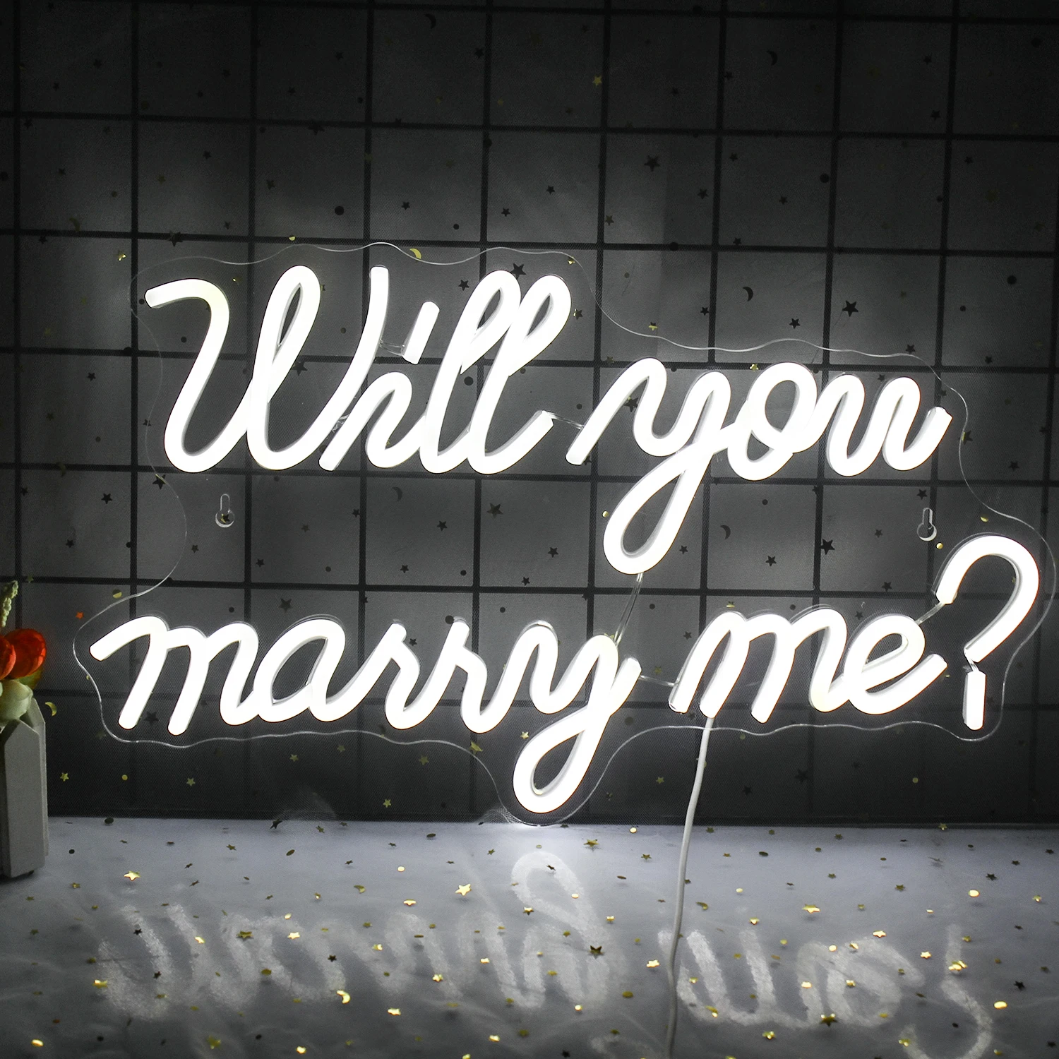 

Ineonlife Will You Marry Me Neon Sign LED Light for Romantic Surprise Proposal Wedding Decorations Bedroom Wall Decor Gift Lamp