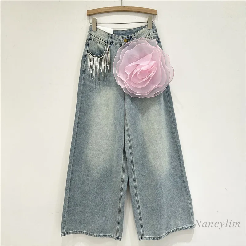 European Street Straight-Leg Denim Pants Woman 2024 Spring New Tassel Diamond Three-Dimensional Large Flower Jeans
European Street Straight-Leg Denim Pants Woman 2024 Spring New Tassel Diamond Three-Dimensional Large Flower Jeans