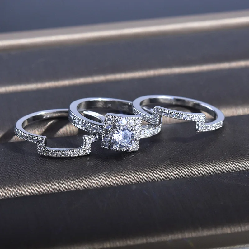 Bling Bling Original Design 3pcs Silver Color Ring Stackable 3 in 1 Engagement Wedding Ring Set For Women Fashion Jewelry
Bling Bling Original Design 3pcs Silver Color Ring Stackable 3 in 1 Engagement Wedding Ring Set For Women Fashion Jewelry