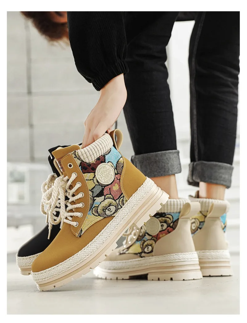 Men High Top Boots Fad Trend Outdoor Comfort Ankle Boot for Men Lace-Up Boot Retro British Style Tooling Boots Botas Para Hombre Men High Top Boots Fad Trend Outdoor Comfort Ankle Boot for Men Lace-Up Boot Retro British Style Tooling Boots Botas Para Hombre