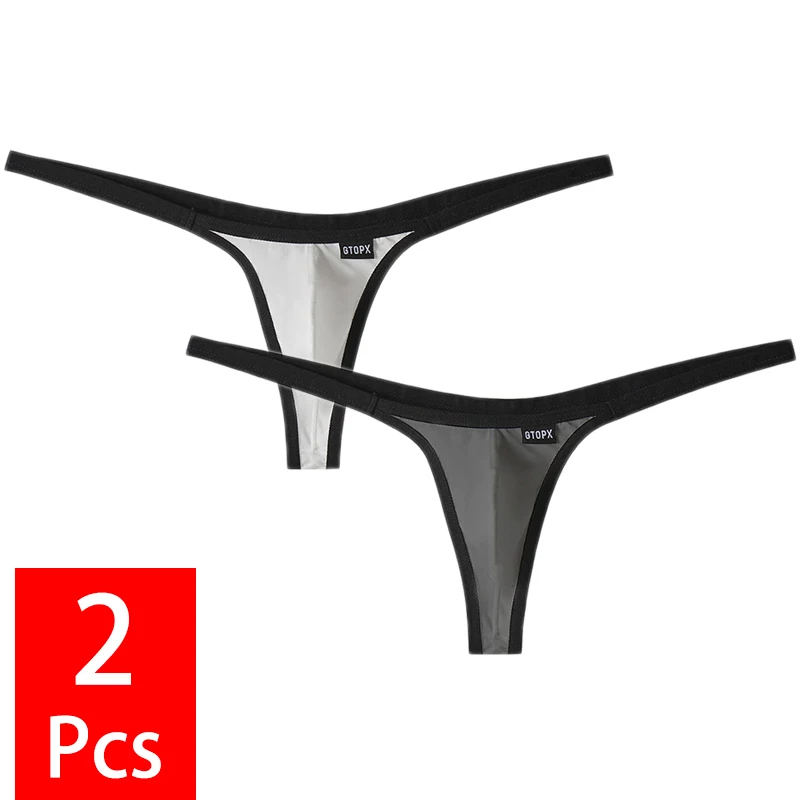 

2PCS/lot Men Thong And G-String Underwear Low Rise U Pouch Panties Sexy Jockstrap Bikini Tanga HombreGay Sissy T-Back Underpants