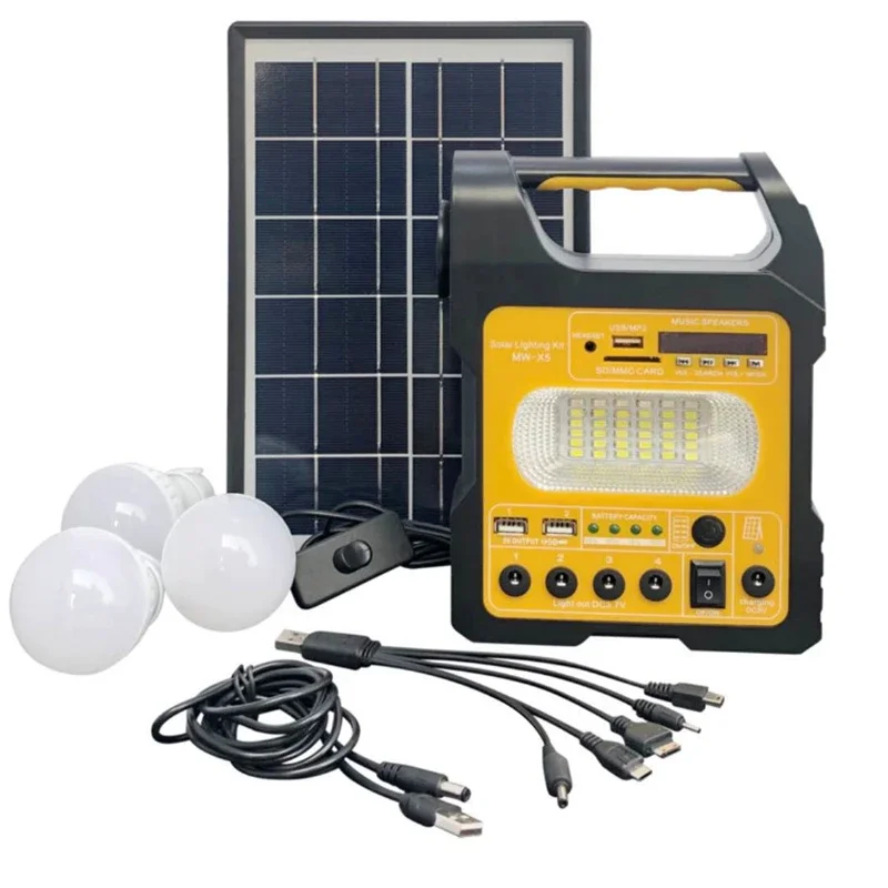 

Portable 6W Solar Generator System Solar Energy Charging Camping LED Lighting Solar Panel Emergency Flashing Light With 3 Bulbs