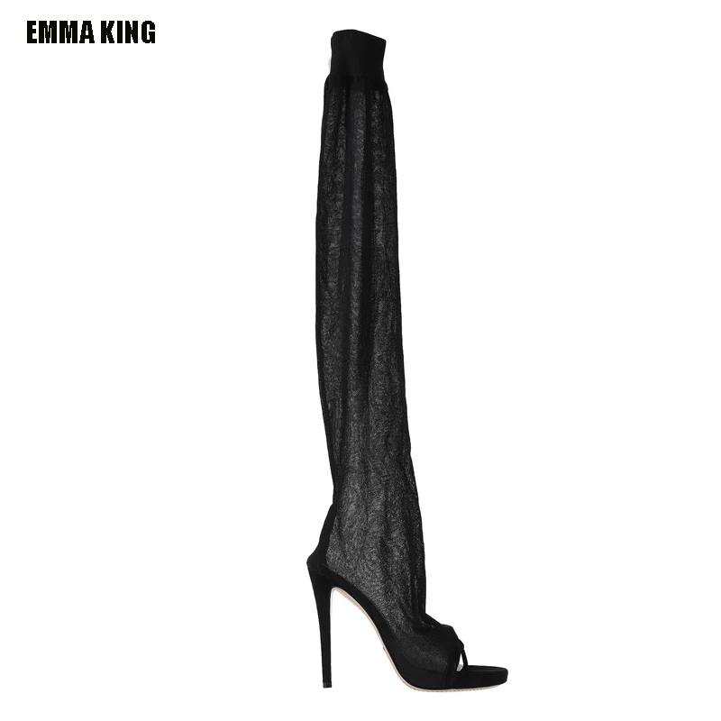 2023 Mesh Stretch Over The Knee Boots Hollow Out Striped Stiletto Heels Pointed Toe Sock Boots Women's Fashion Shoes 44
2023 Mesh Stretch Over The Knee Boots Hollow Out Striped Stiletto Heels Pointed Toe Sock Boots Women's Fashion Shoes 44