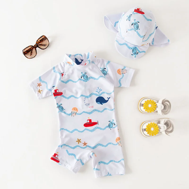 Baby Boy Swimwear One Piece with Hat Children's Swimsuit with UV Protection Shark Print Swimming Bathing Suit for Kids Boys
Baby Boy Swimwear One Piece with Hat Children's Swimsuit with UV Protection Shark Print Swimming Bathing Suit for Kids Boys