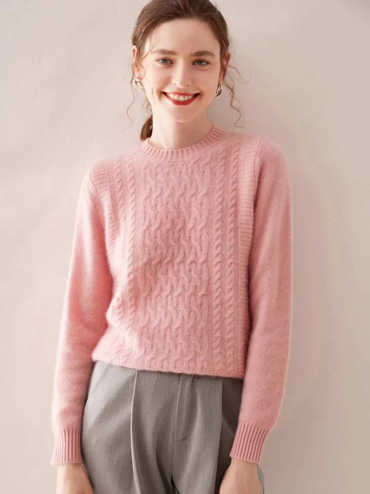 New 100 Cashmere Sweater Women's Round Neck Pullover Sweater Autumn and Winter Loose Twisted Knitted Warm and Thick Underlay
New 100 Cashmere Sweater Women's Round Neck Pullover Sweater Autumn and Winter Loose Twisted Knitted Warm and Thick Underlay