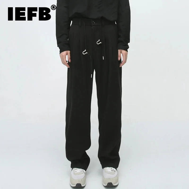 IEFB Drawstring Design Men's Straight Pants Retro Solid Color Fashion Male Casual Trousers Korean Style Simple Spring New 2024
IEFB Drawstring Design Men's Straight Pants Retro Solid Color Fashion Male Casual Trousers Korean Style Simple Spring New 2024