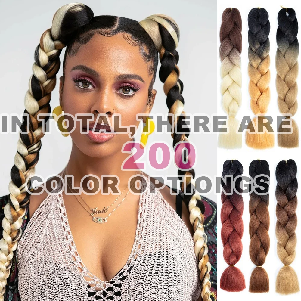 

24inch Jumbo Hair For Braids Ombre Braiding Hair Extensions Synthetic Jumbo Braid Blonde Pink Golden Hair