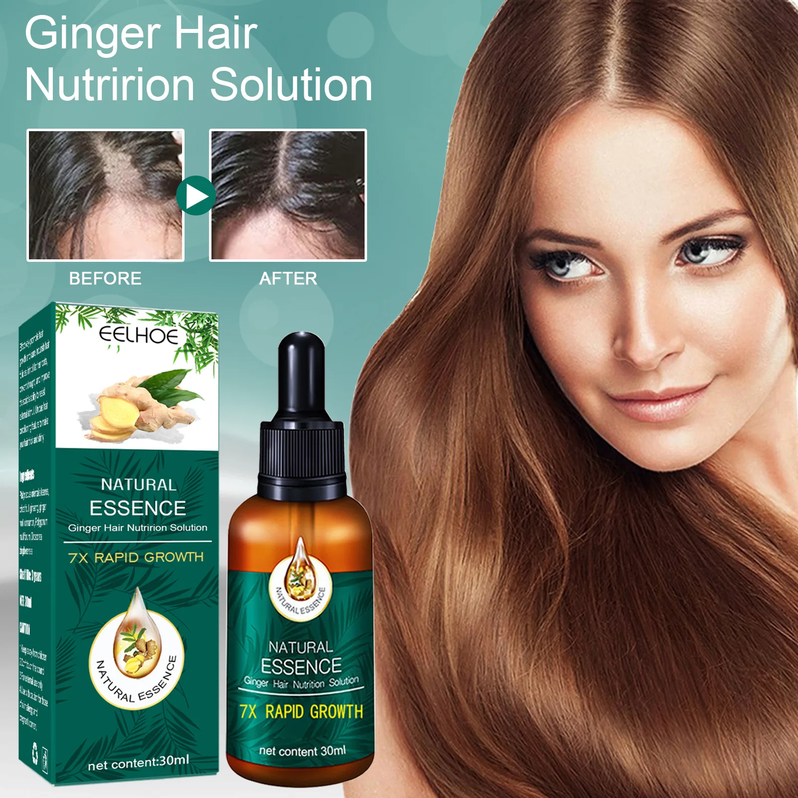 

Эфирное масло имбиря для роста волос, восстанавливающая эссенция для фолликулов против выпадения, лечение облысающей кожи головы, товары для быстрого роста волос для женщин и мужчин